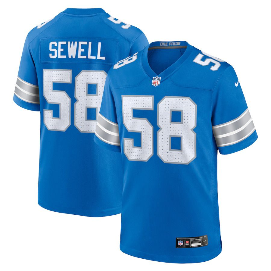 Men Detroit Lions #58 Penei Sewell Nike Blue Game NFL Jersey